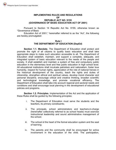 ra 7919|Philippines: Rules and Regulations to Implement Republic Act No. 791.